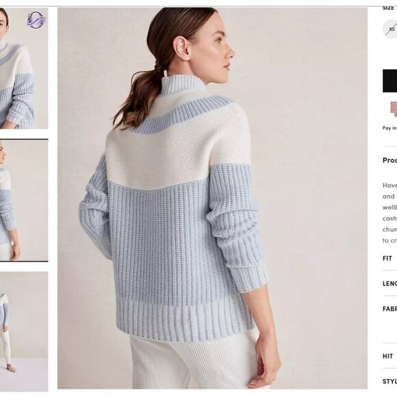 Like New Haven Well Within Cashmere Colorblock Yoke Sweater Chunky Knit Size L - Picture 2 of 9